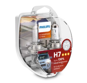 H7 12V- 55W (PX26d) (+130% света+вибростойкая) X-tremeVision G-force (2шт.) 12972XVGS2