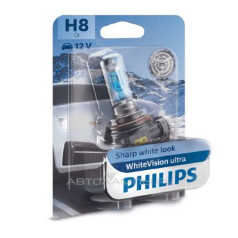 H8 12V-35W (PGJ19-1) (абсолютно белый свет+60% вид.) WhiteVision ultra блистер (1шт.) 12360WVUB1